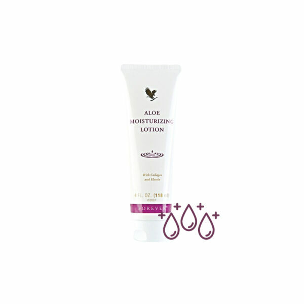 Aloe Moisturizing Lotion enthält Aloe Vera, Kollagen und Elastin für optimale Hautpflege.