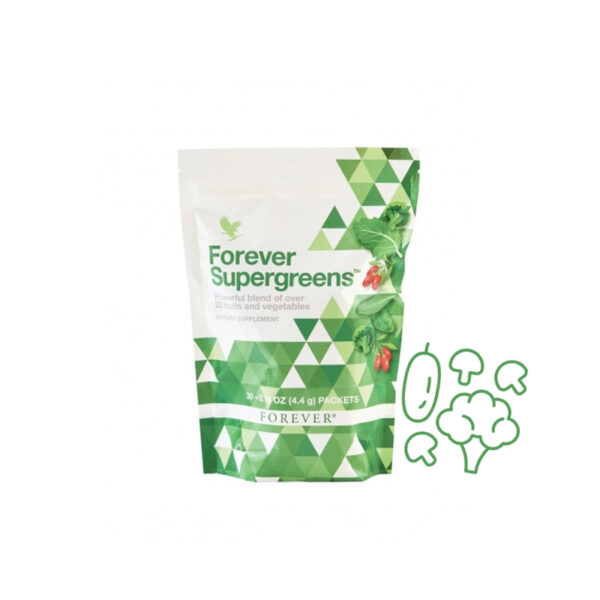 Forever Supergreens mit über 20 Frucht- und Gemüsesorten und Vitamin C. aloe-forever.at