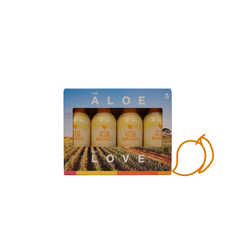 4-Pack Forever Aloe Mango enthält 4 Liter des fruchtigen Mangopürees kombiniert mit Aloe Vera - für die ganze Familie.
